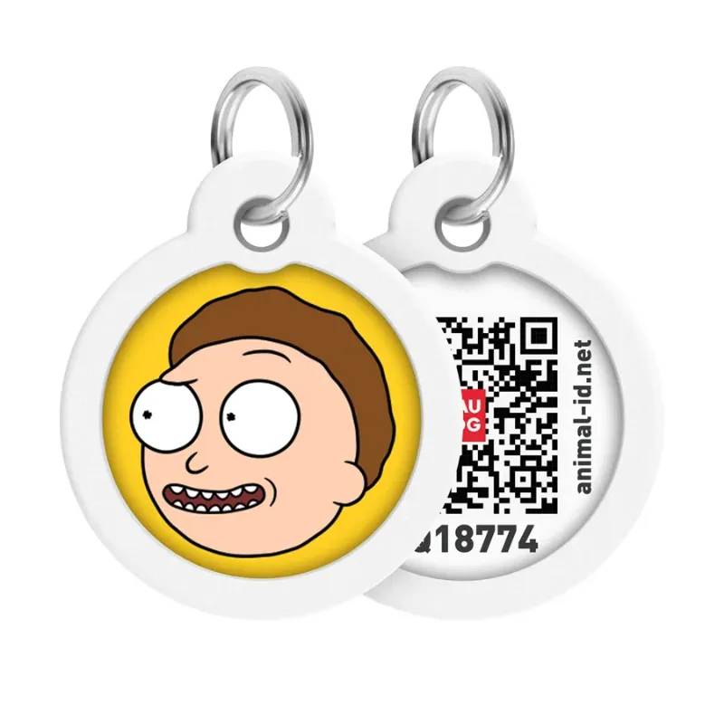 Адресник для собак і котів металевий, коло «Рік та Морті 2», L WAUDOG Smart ID Tag Rick and Morty 2