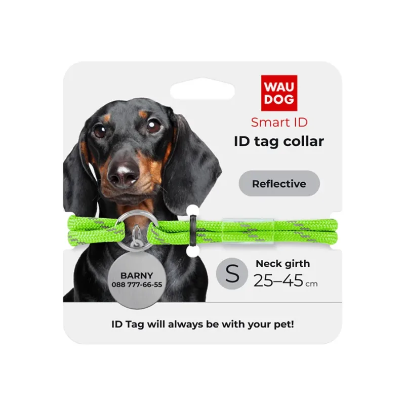Шнурок для адресника из паракорда, светоотражающий, S, салатовый WAUDOG Smart ID Tag Cord