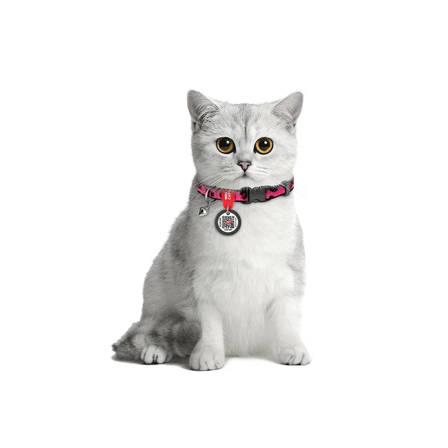 Ошейник для котов нейлоновый «Леопард розовый», XS WAUCAT Nylon Collar Pink Leopard