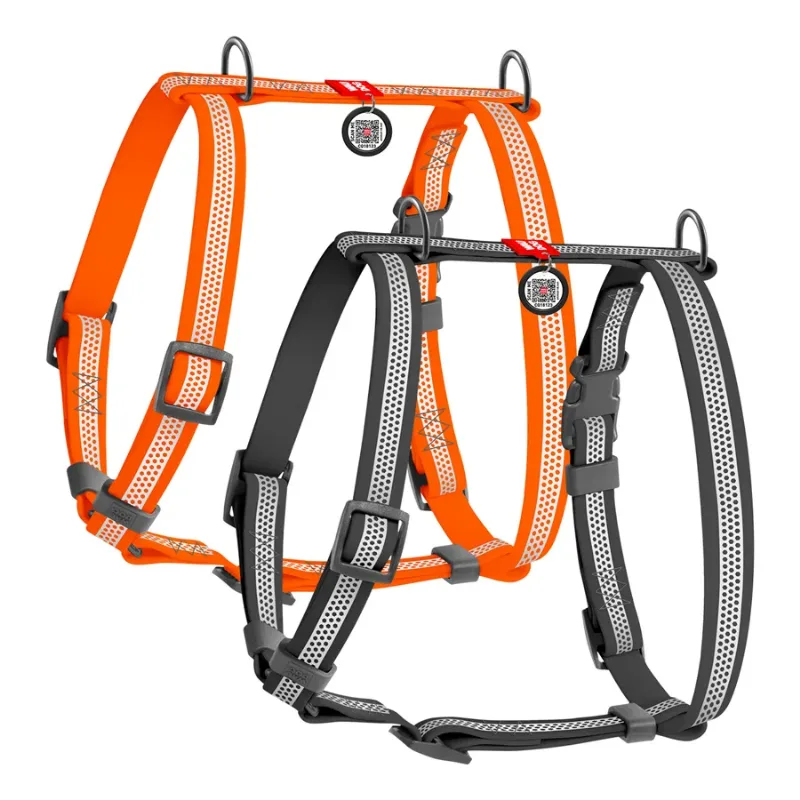 Шлея для собак водостойкая анатомическая Н-образная, светоотражающая, XL, серый WAUDOG Waterproof Anatomic Harness