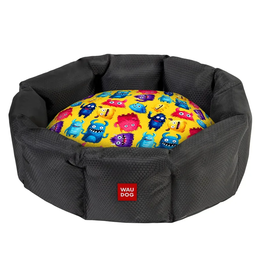 Лежанка для собак «Мохнаті монстри», M WAUDOG Relax Pet Bed with Cushion Furry Monsters