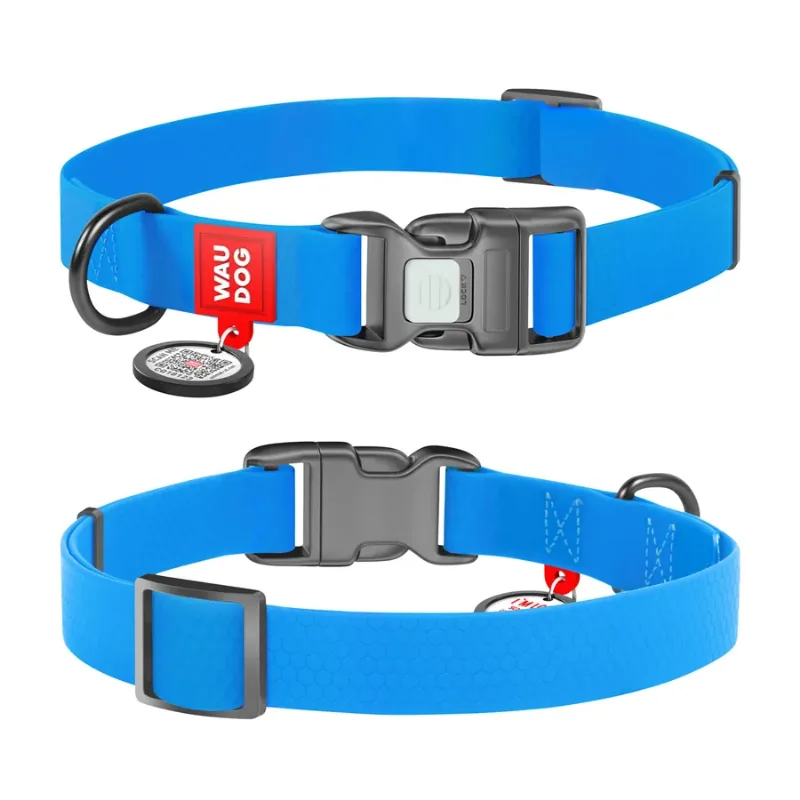 Нашийник для собак водостійкий, пластикова пряжка, L, блакитний WAUDOG Waterproof Collar