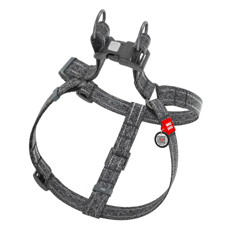 Шлея из восстановленного хлопка, светоотражающая, S, серый WAUDOG Re-cotton Harness