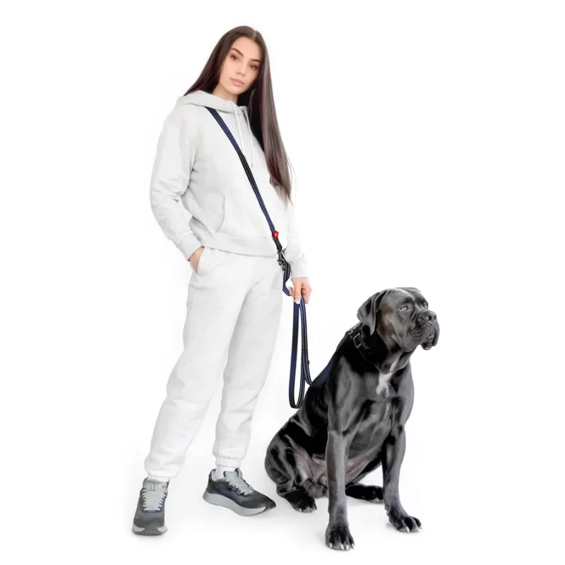 Повідець-перестібка для собак, світловідбивний, M, чорний WAUDOG Nylon Mono Adjustable Leash