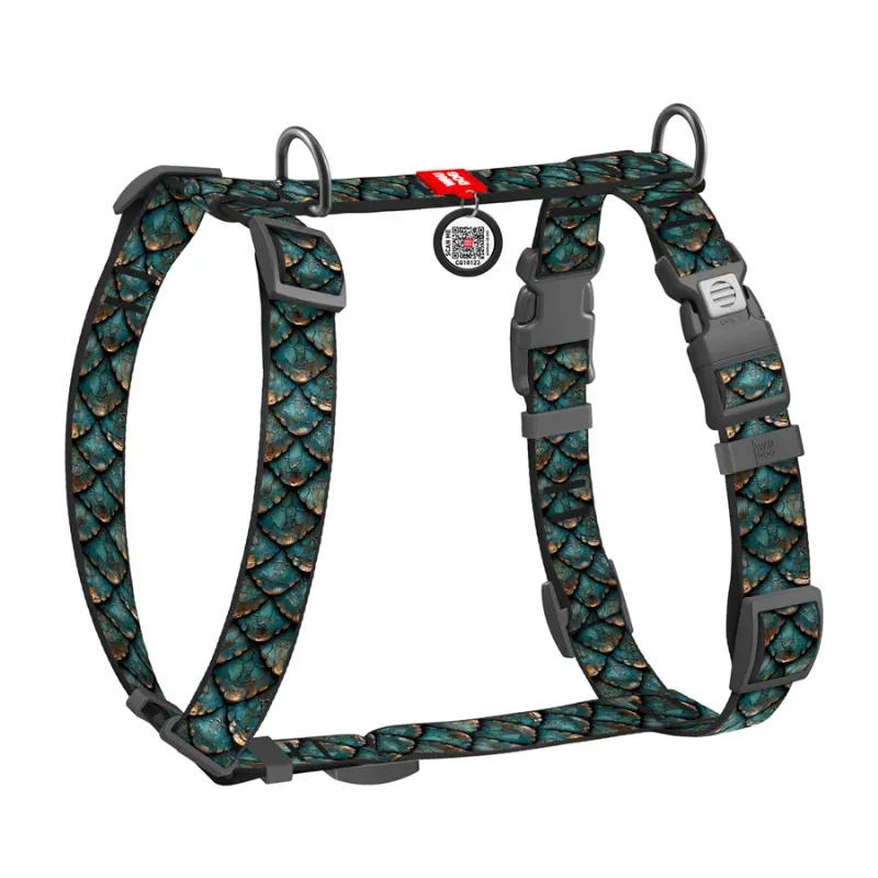 Шлея для собак анатомічна H-подібна «Луска», L WAUDOG Nylon Harness Scales