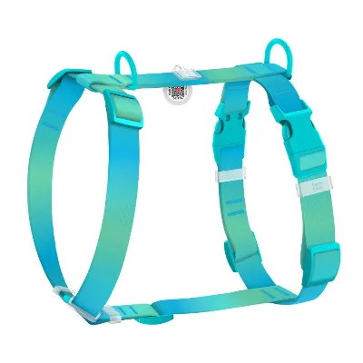 Шлея для собак анатомічна H-подібна, градієнт, XL, блакитний WAUDOG Nylon Recycled Harness