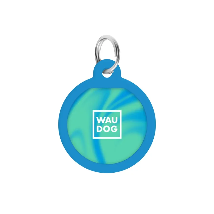 Адресник для собак и котов металлический, круг «Градиент голубой», S WAUDOG Smart ID Tag Blue Gradient