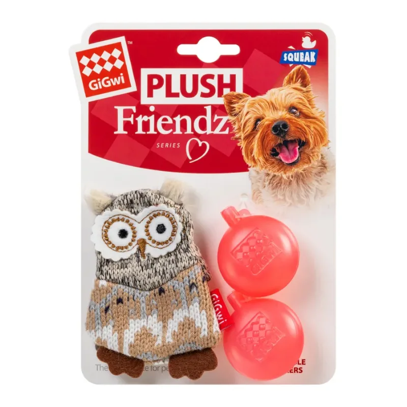 Іграшка для собак Сова з пищалкою, текстиль, 10 см GiGwi Plush Friendz Owl Plush Toy