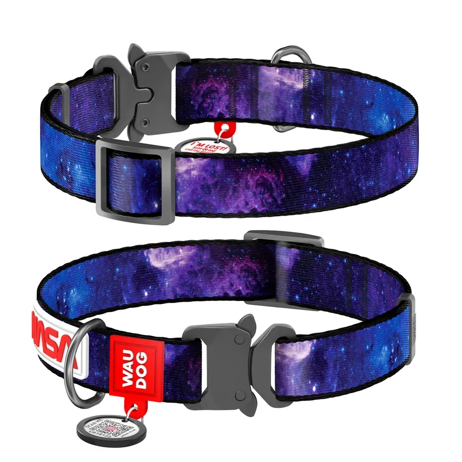 Нашийник для собак нейлоновий «NASA21», металева пряжка, M WAUDOG Nylon Collar NASA21