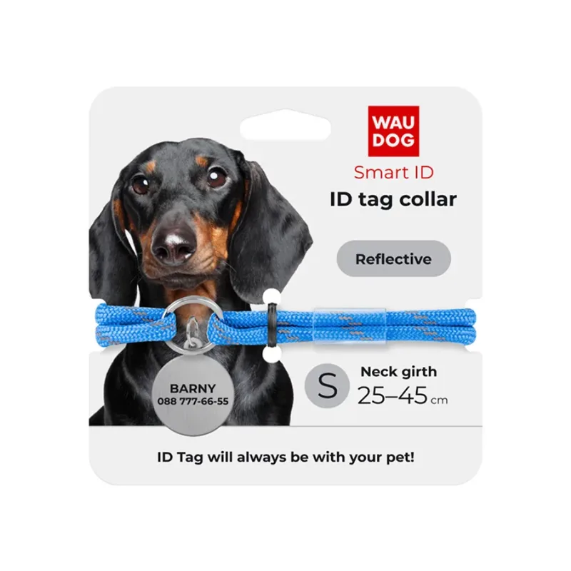 Шнурок для адресника з паракорду, світловідбивний, S, синій WAUDOG Smart ID Tag Cord