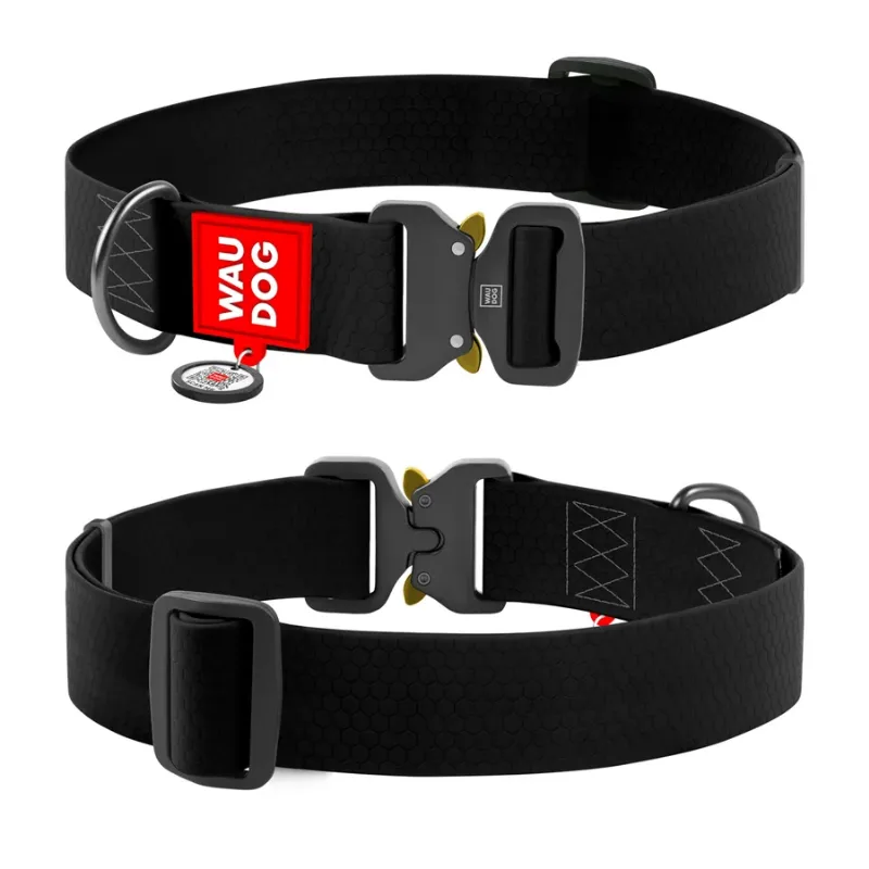 Ошейник для собак водостойкий, металлическая пряжка, XXL, черный WAUDOG Waterproof Collar