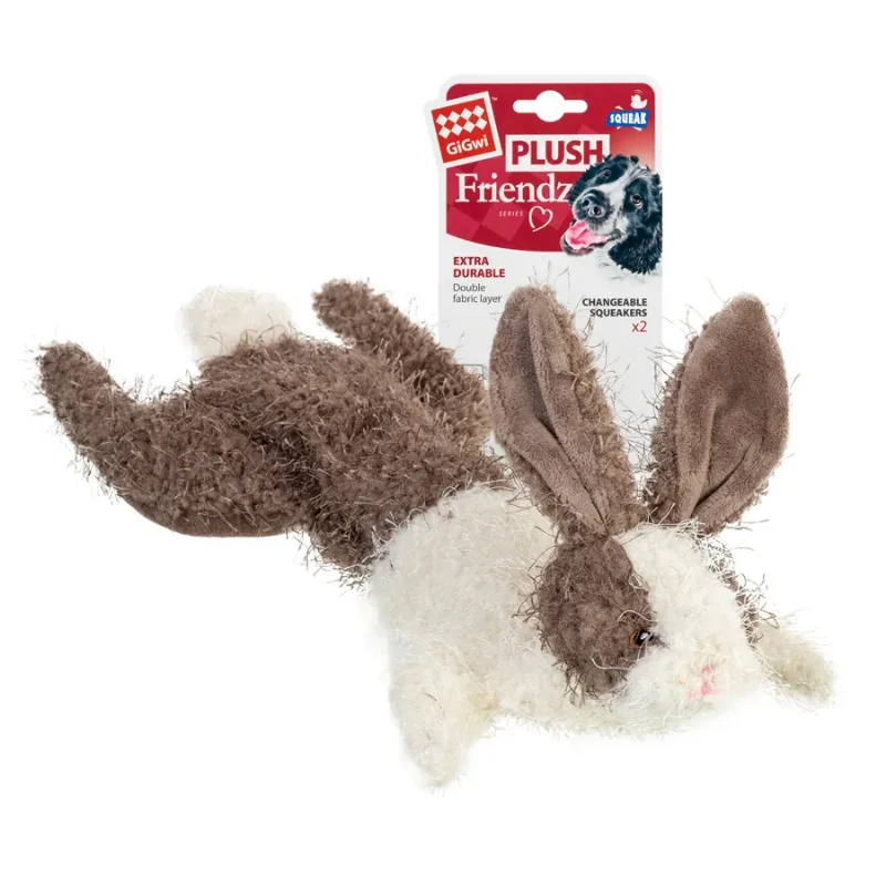 Игрушка для собак Заяц, шкурка с пищалкой, текстиль, 47 см GiGwi Plush Friendz Hare Plush Toy