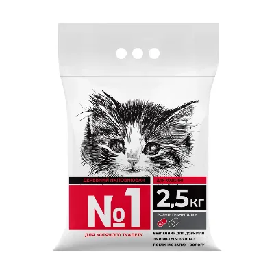 Древесный наполнитель для котят, гранула 4 мм, 2,5кг SuperCat No.1 Cat Litter