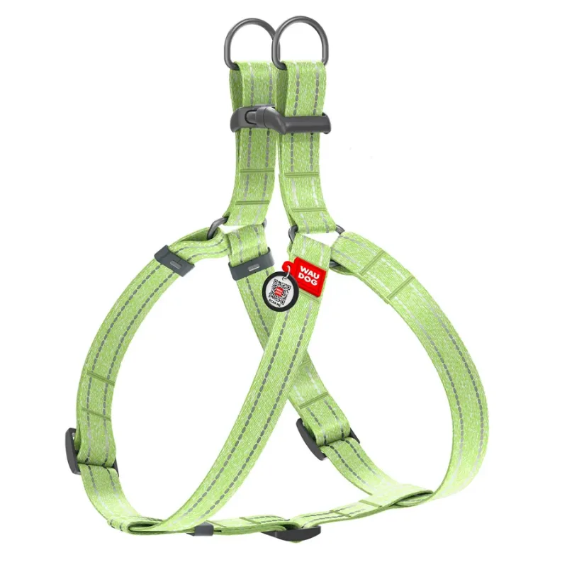 Шлея з відновленої бавовни, світловідбивна, M, салатовий WAUDOG Re-cotton Harness