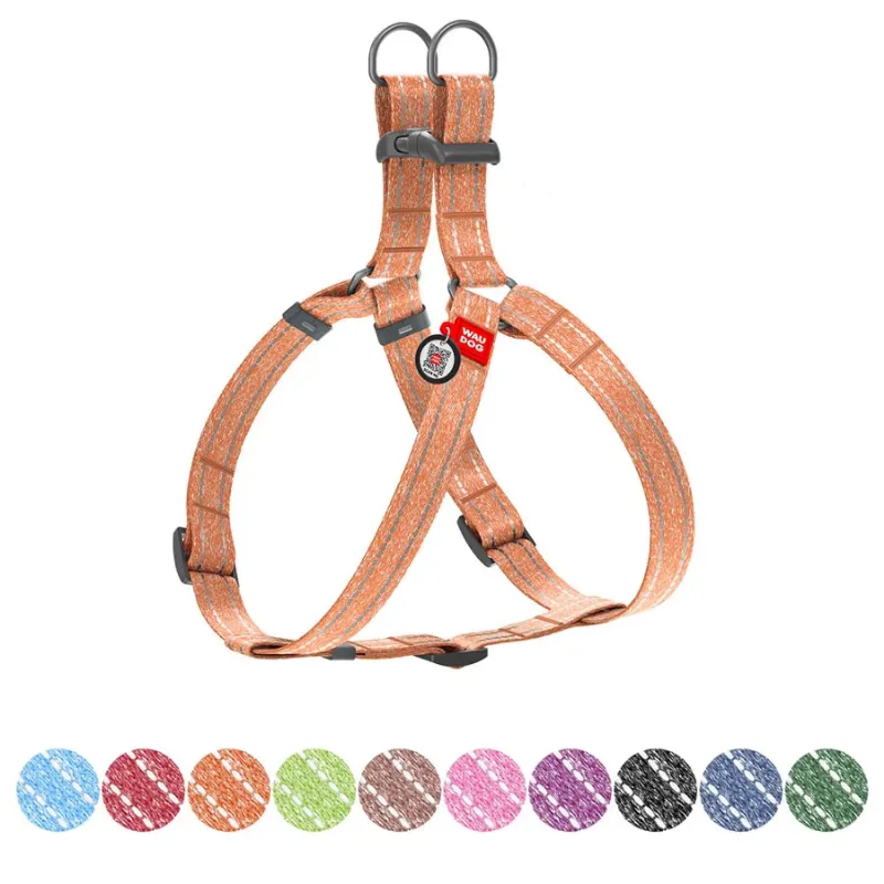 Шлея из восстановленного хлопка, светоотражающая, L, оранжевый WAUDOG Re-cotton Harness