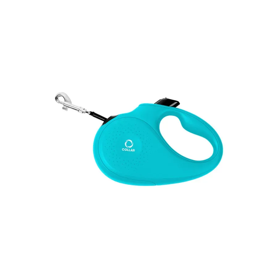 Поводок-рулетка для собак, 12 кг, 3 м, светоотражающая лента, XS, голубой Collar Retractable Leash