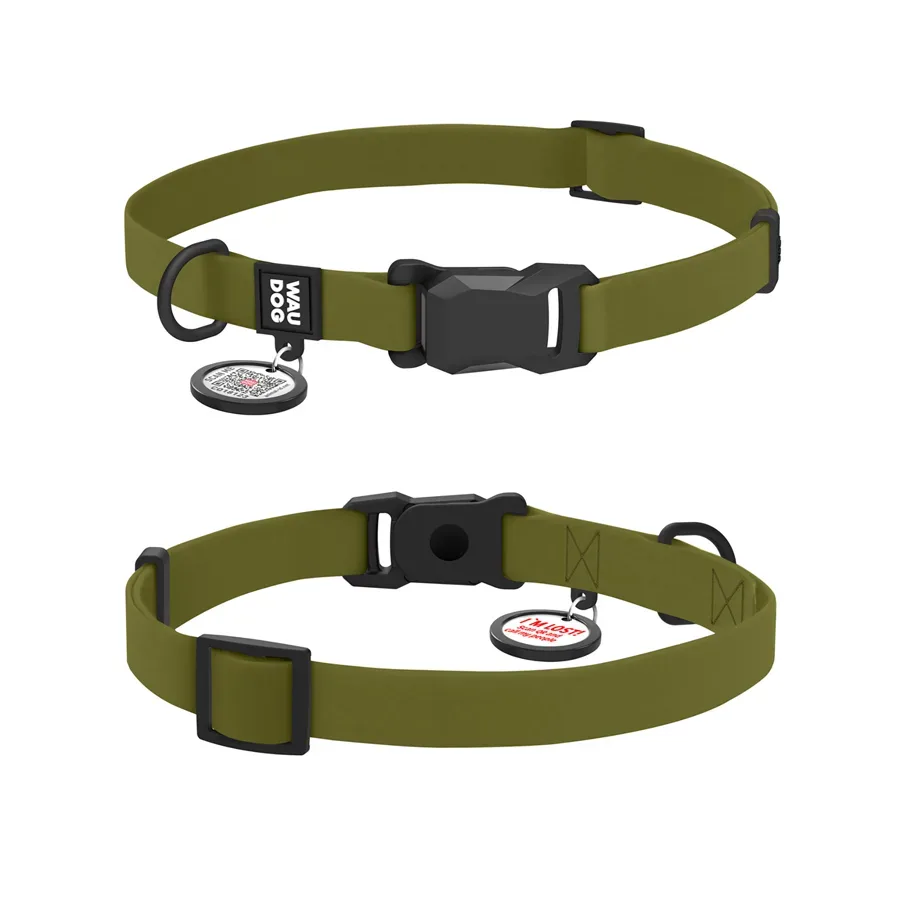 Ошейник для собак водостойкий, S, хаки WAUDOG Magnet Collar