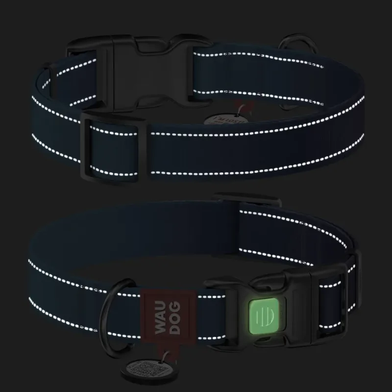 Нашийник для собак нейлоновий, світловідбивний, XL, синій WAUDOG Nylon Mono Collar