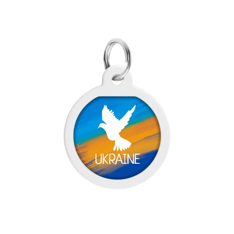 Адресник для собак и котов металлический, круг «Флаг», S WAUDOG Smart ID Tag Flag