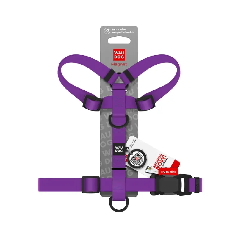 Шлея для собак водостійка анатомічна Н-подібна, S, фіолетовий WAUDOG Magnet Harness