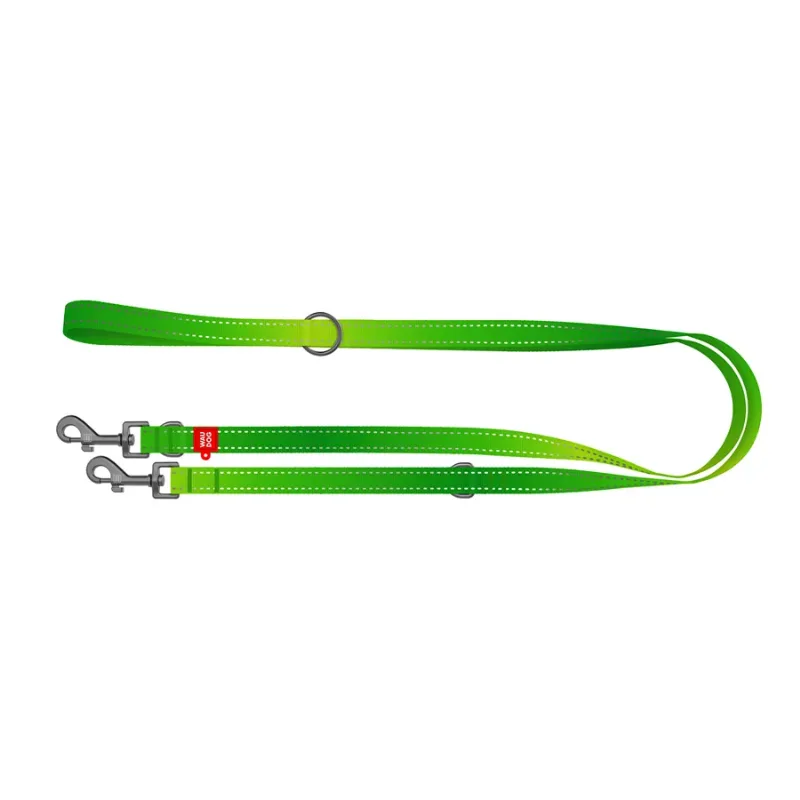 Поводок-перестежка для собак, светоотражающий, M, салатовый WAUDOG Nylon Mono Adjustable Leash