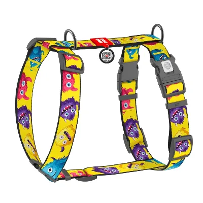 Шлея для собак анатомічна H-подібна «Мохнаті монстри», XL WAUDOG Nylon Anatomic Harness Furry Monsters