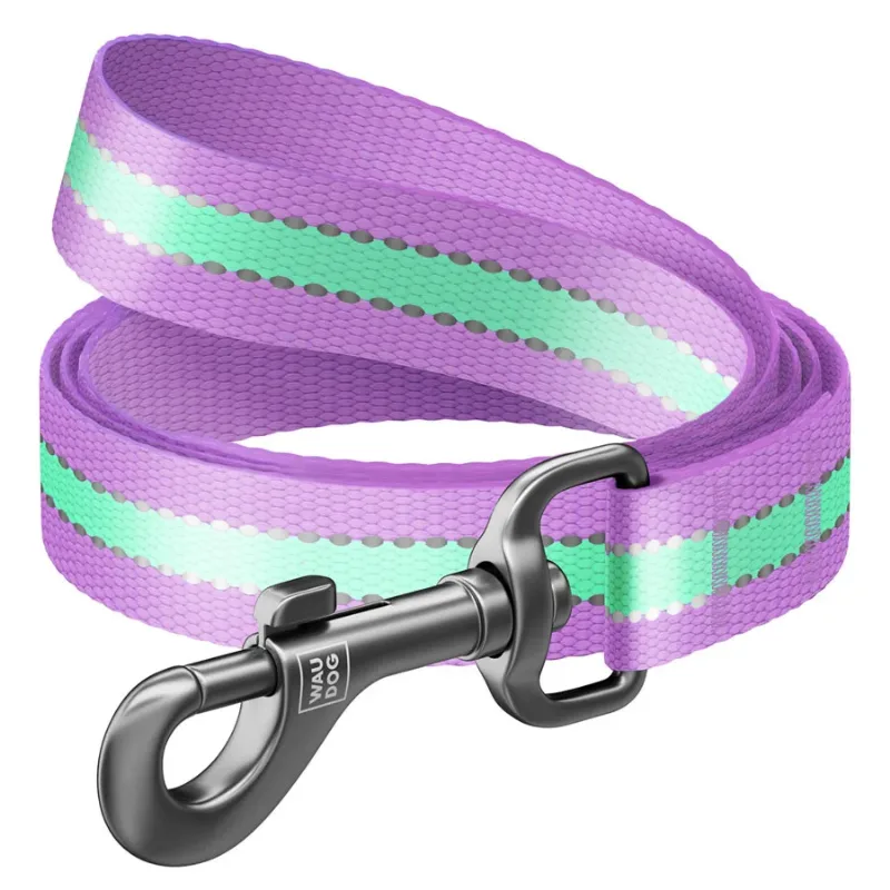 Повідець для собак нейлоновий, світонакоплювальний, S, фіолетовий WAUDOG Nylon Leash