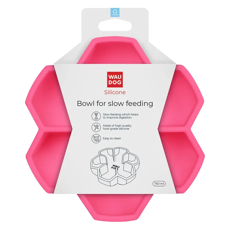 Миска для медленного кормления, 750 мл, розовый WAUDOG Silicone Bowl