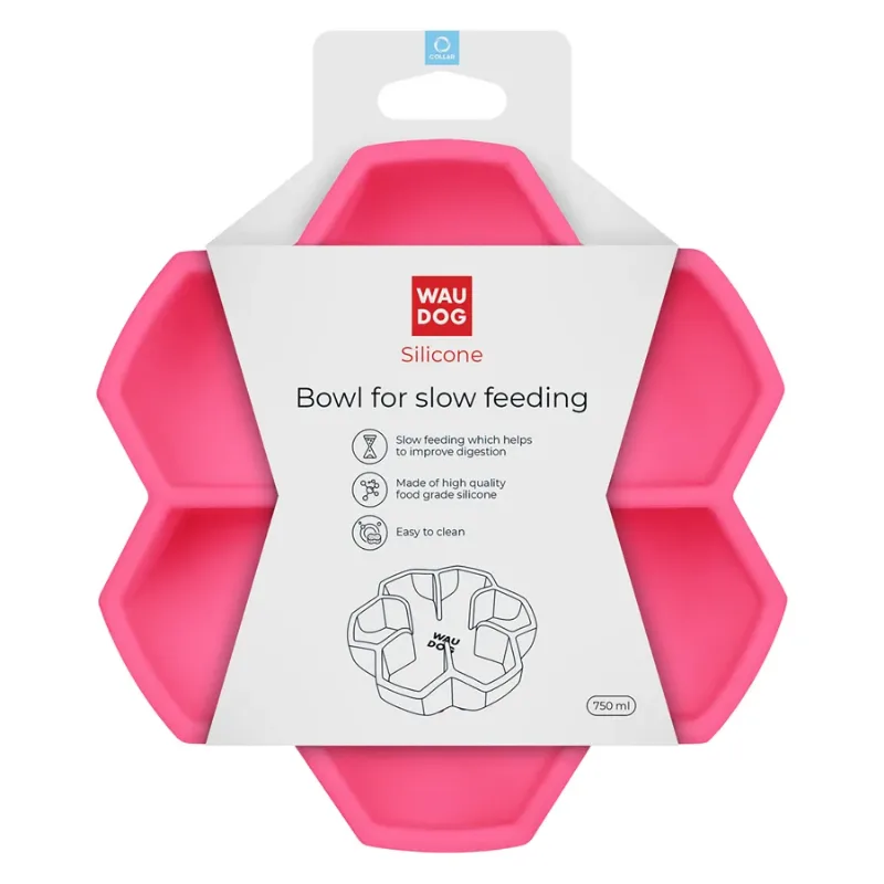 Миска для медленного кормления, 750 мл, розовый WAUDOG Silicone Bowl