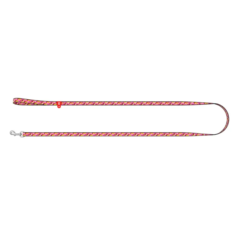 Поводок для котов и мелких пород собак нейлоновый «Бананы на розовом», XS WAUDOG Nylon Leash Bananas on Pink
