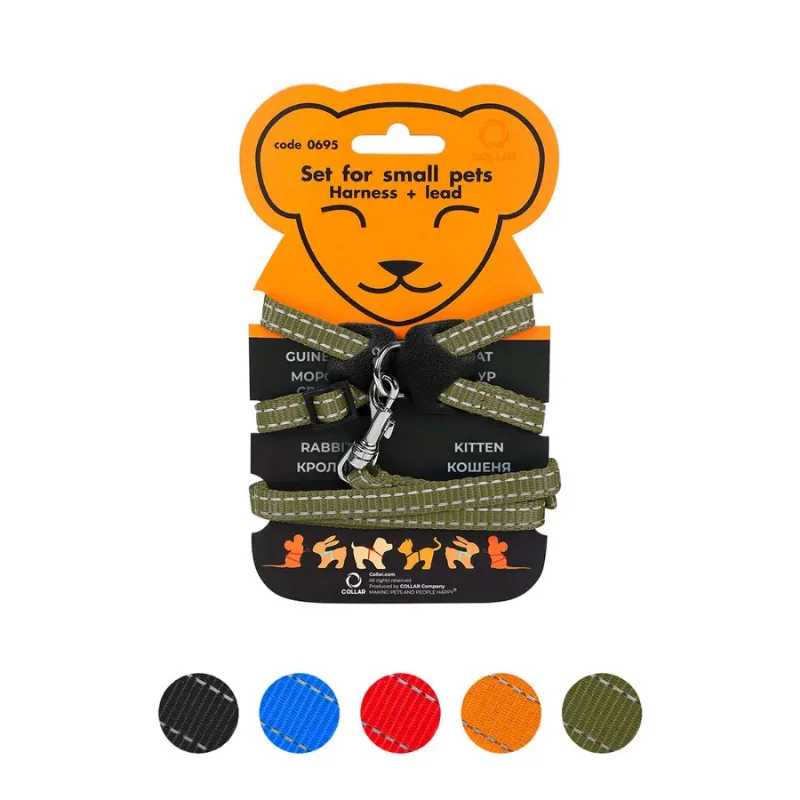 Шлея нейлоновая на планшете для мор.свинок, декор.крыс, XXS, хаки Dog Extreme Harness with Leash