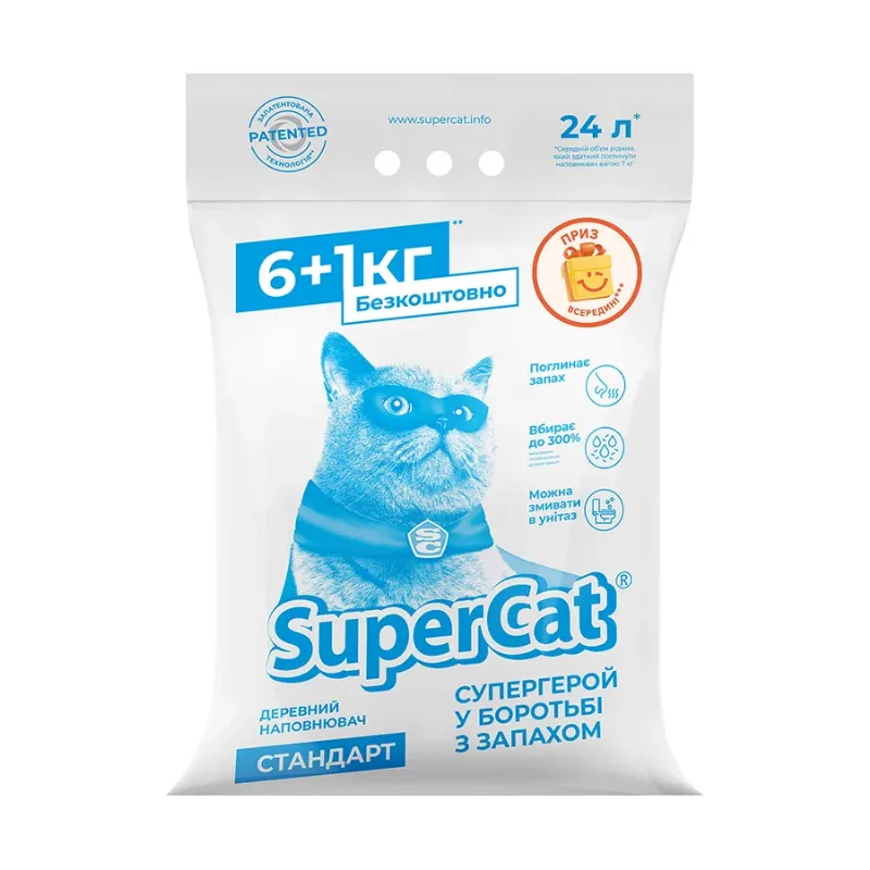 Наповнювач стандарт, 6+1кг, синій SuperCat Cat Litter