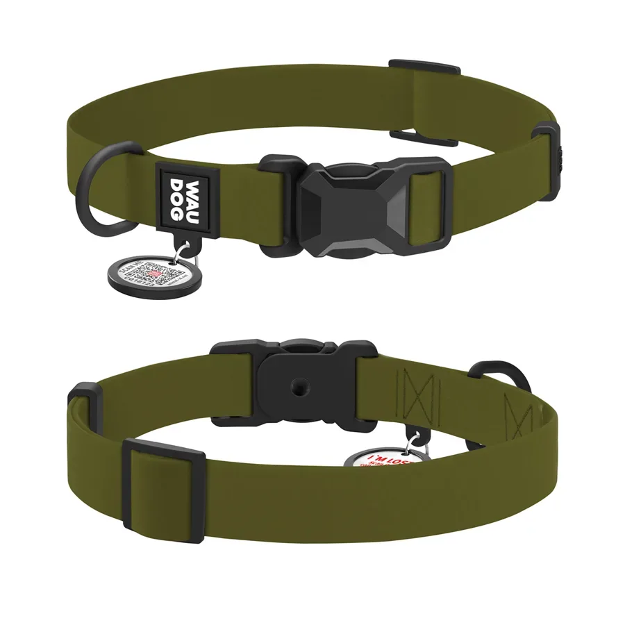Ошейник для собак водостойкий, L, хаки WAUDOG Magnet Collar
