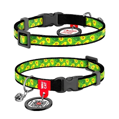 Нашийник для котів нейлоновий «Авокадо», XS WAUCAT Nylon Collar Avocado