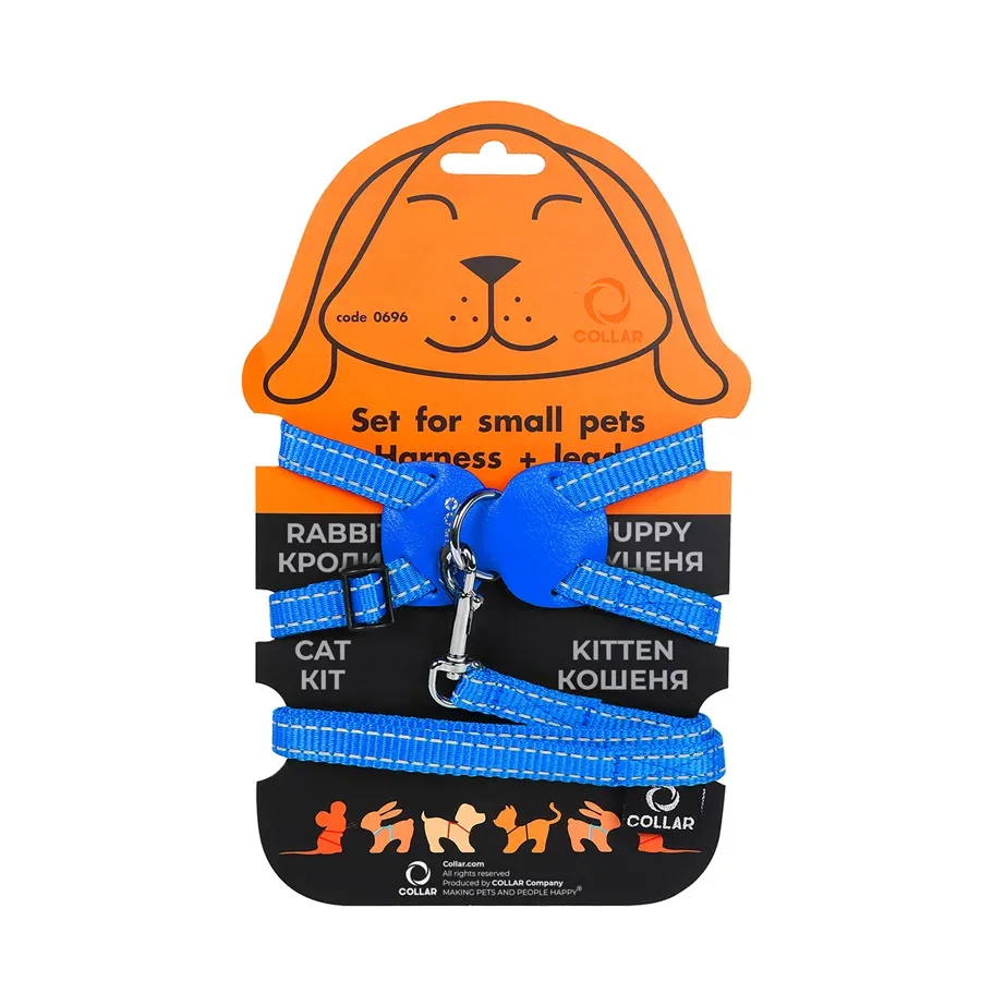 Шлея нейлоновая на планшете для кроликов, S, голубой Dog Extreme Harness with Leash