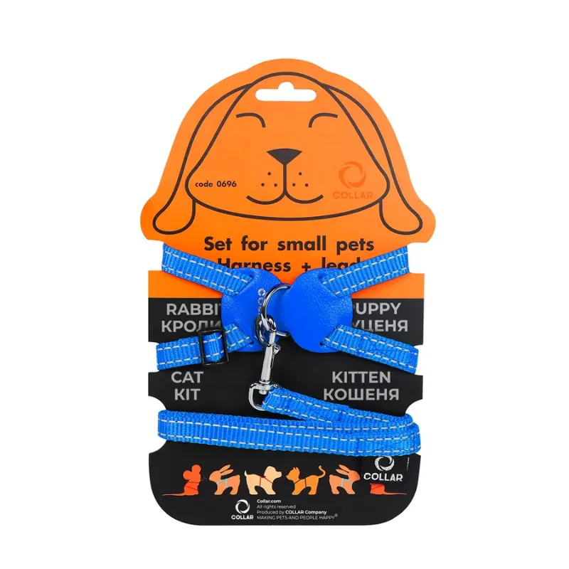 Шлея нейлоновая на планшете для кроликов, S, голубой Dog Extreme Harness with Leash
