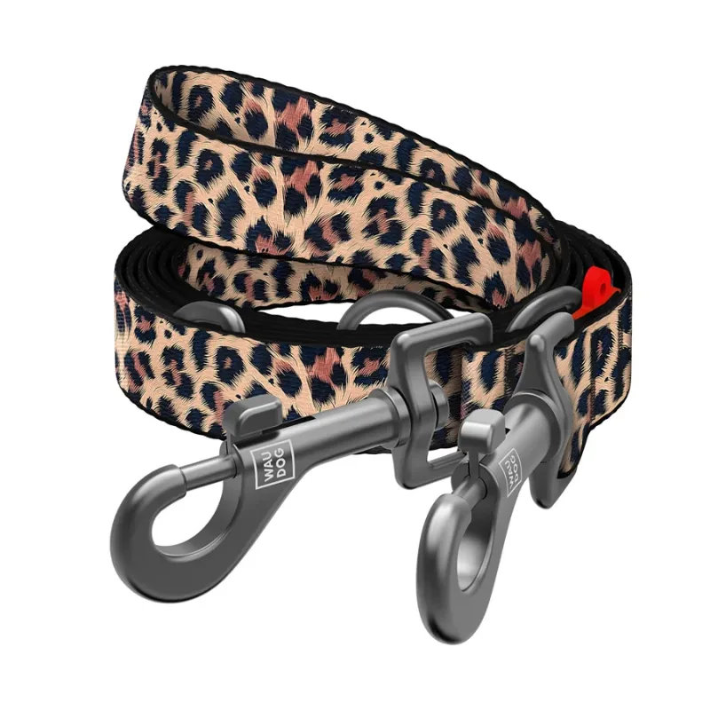 Повідець-перестібка для собак «Леопард», M WAUDOG Nylon Adjustable Leash Leopard