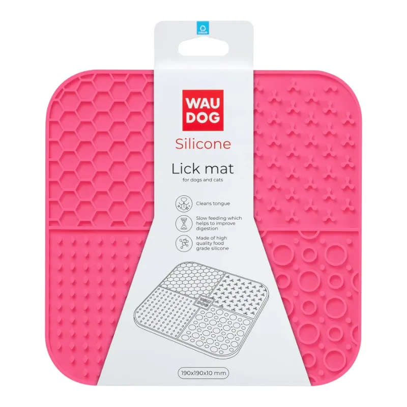 Коврик для слизывания, 190х190х10 мм, розовый WAUDOG Silicone Lick Mat