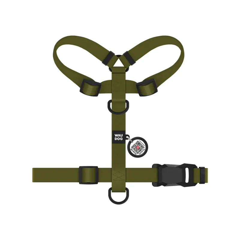 Шлея для собак водостойкая анатомическая Н-образная, S, хаки WAUDOG Magnet Harness