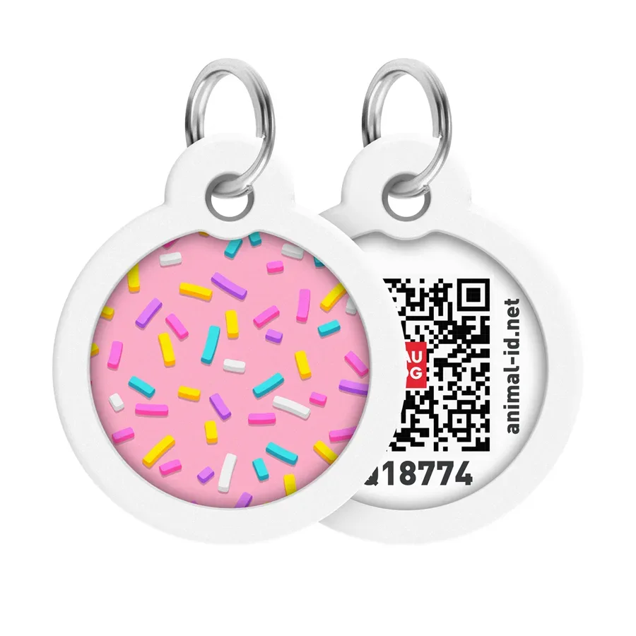 Адресник для собак і котів металевий, коло «Маршмеллоу», L WAUDOG Smart ID Tag Marshmallow