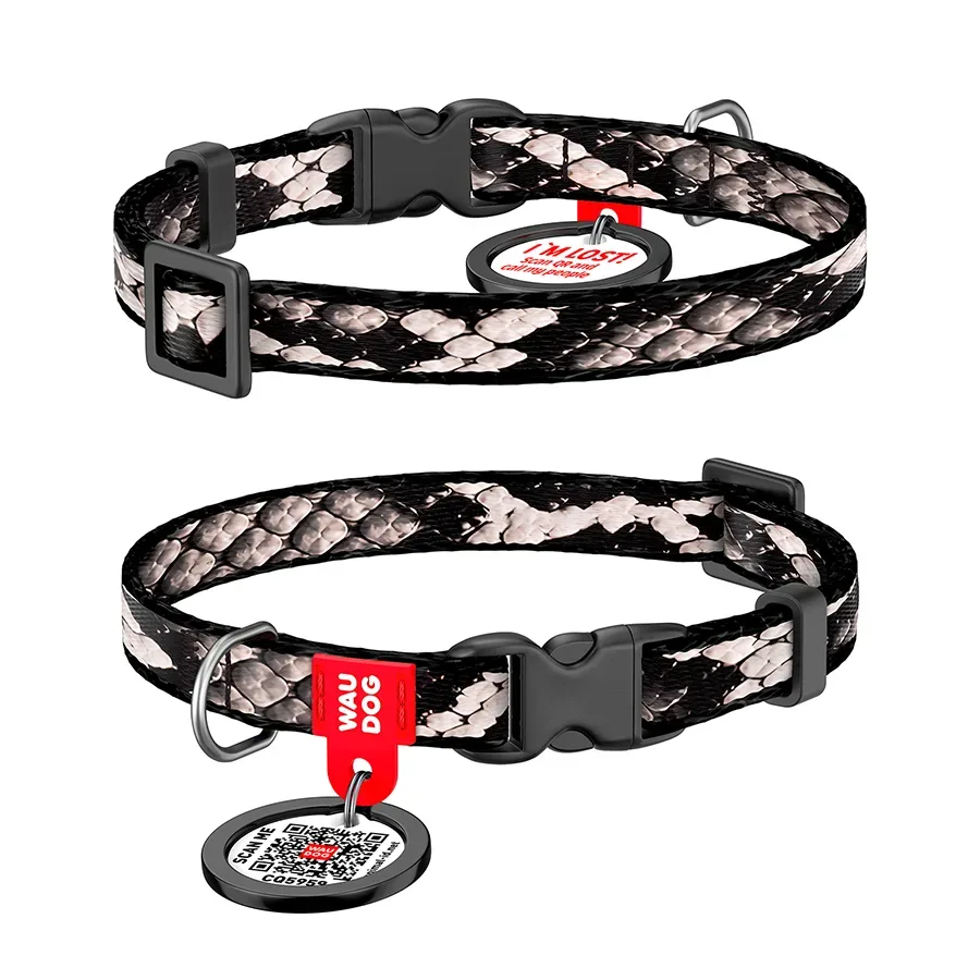 Нашийник для котів та дрібних порід собак нейлоновий «Змія», XS WAUDOG Nylon Collar Snake