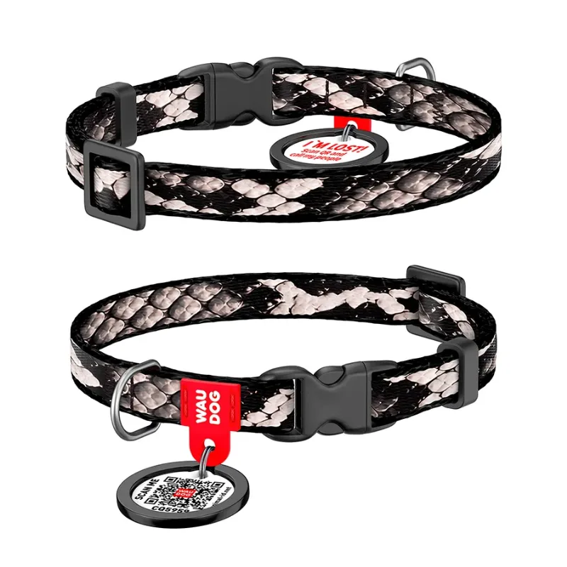 Нашийник для котів та дрібних порід собак нейлоновий «Змія», XS WAUDOG Nylon Collar Snake