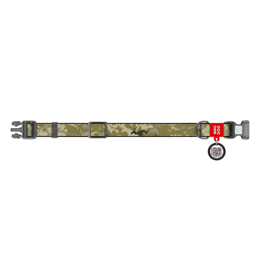 Нашийник для собак нейлоновий «Мілітарі», пластикова пряжка, S WAUDOG Nylon Collar Military