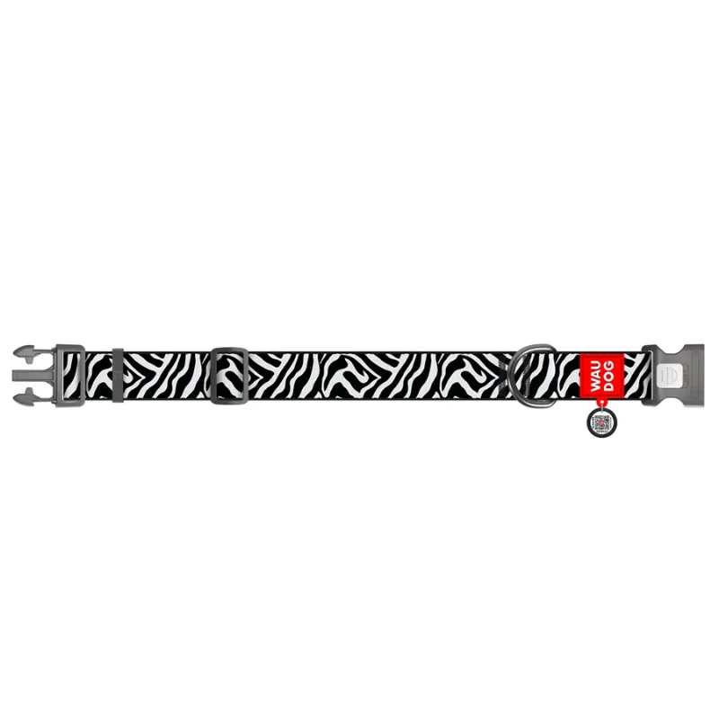 Нашийник для собак нейлоновий «Зебра», XL WAUDOG Nylon Collar Zebra
