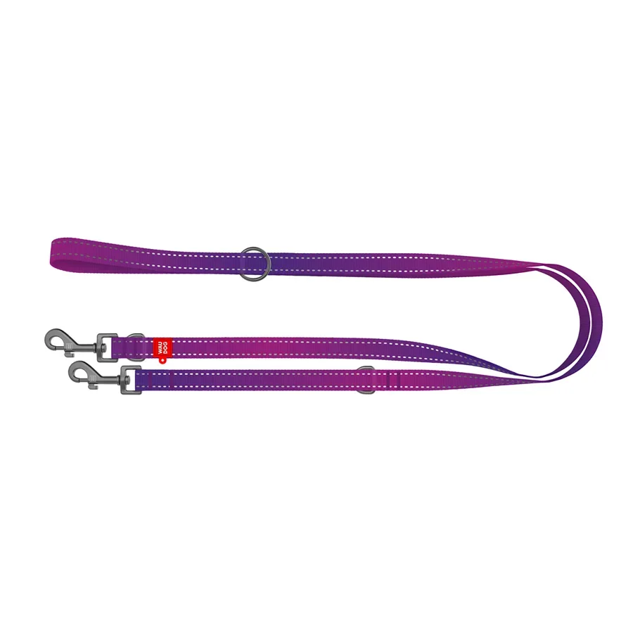Повідець-перестібка для собак, світловідбивний, M, фіолетовий WAUDOG Nylon Mono Adjustable Leash