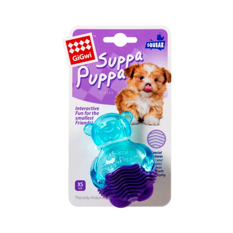 Іграшка для собак Ведмедик з пищалкою, синій, гума, 9 см GiGwi Suppa Puppa Bear Squeaky Toy