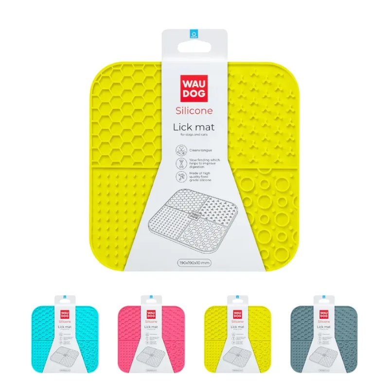 Коврик для слизывания, 190х190х10 мм, желтый WAUDOG Silicone Lick Mat