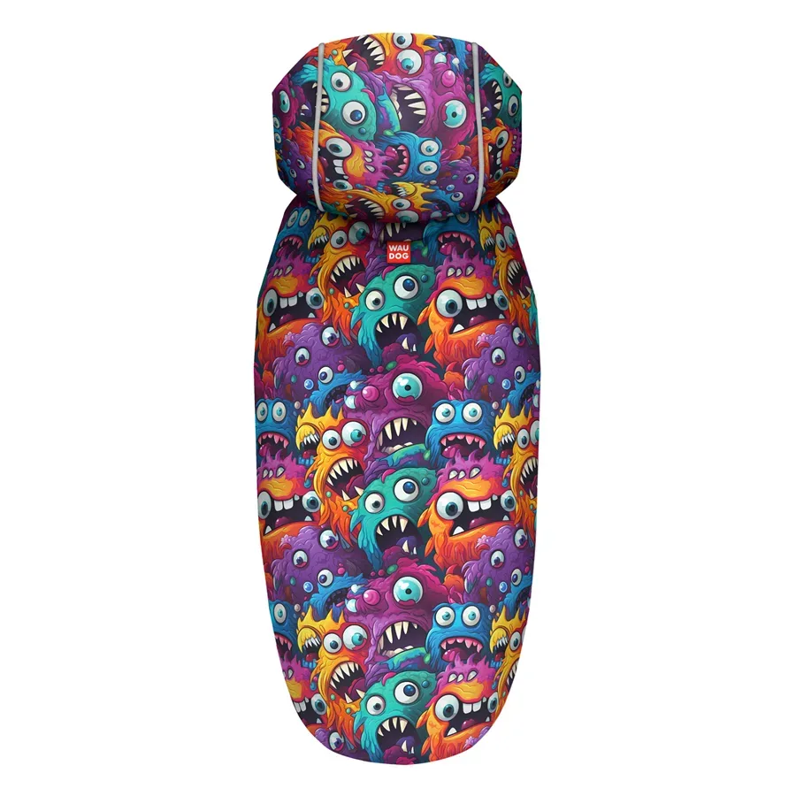 Дождевик-накидка с капюшоном для собак «Зубастые монстры», XS WAUDOG Clothes Dog Raincoat Toothy Monsters
