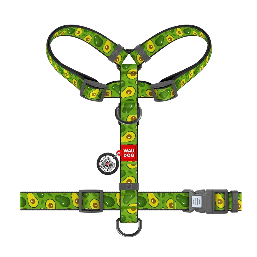 Шлея для собак анатомічна H-подібна «Авокадо», S WAUDOG Nylon Anatomic Harness Avocado