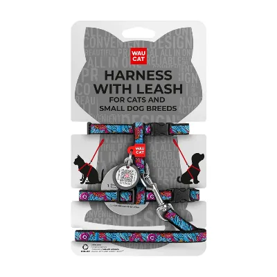 Шлея з повідцем «Літо», XS WAUCAT Nylon Harness with Leash Summer